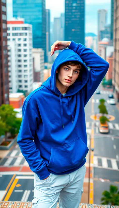 blue color hoodie