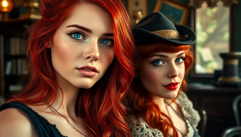 women red hair blue