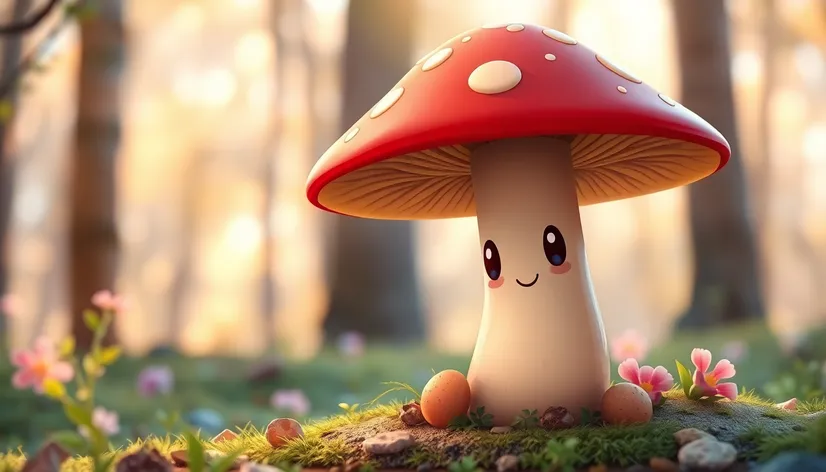 cute cartoon mushroom drawing