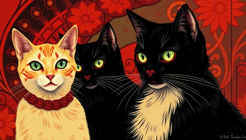 art deco cats