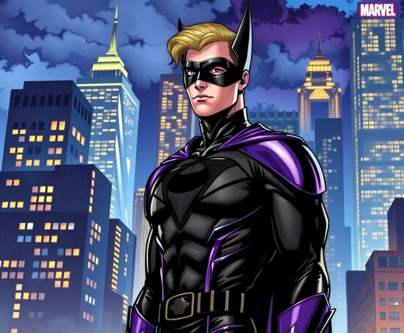 black and purple superhero