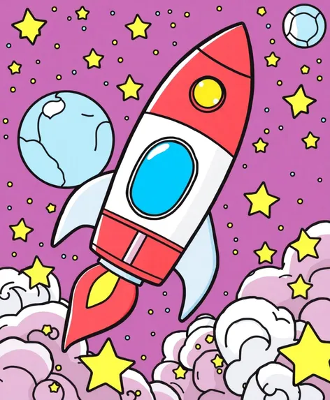 rocket ship coloring page