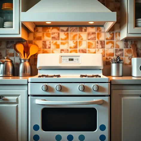 white stove with blue