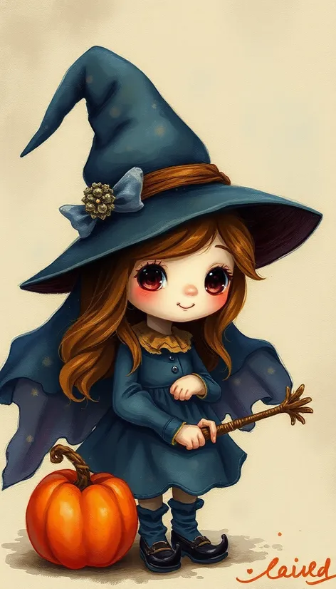 cute witch painting