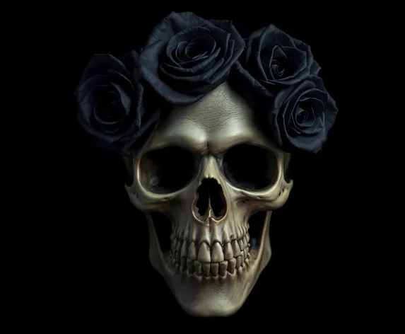 skull with black roses