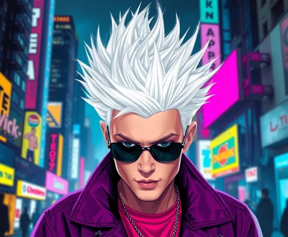 spiky white hair