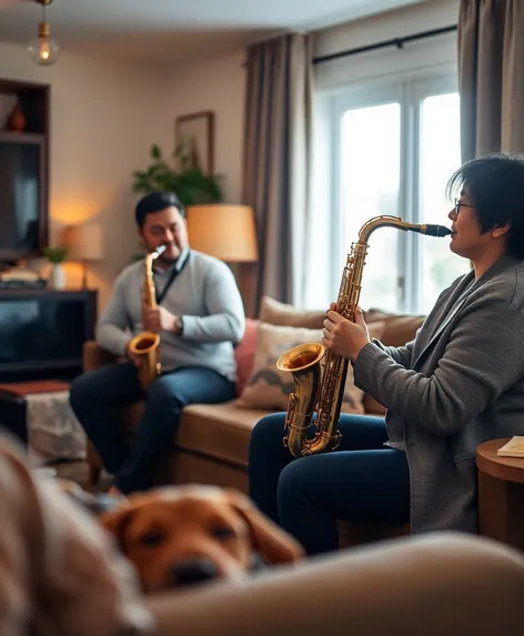 parents playing the saxophone