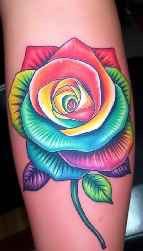 multicolor realistic rainbow rose