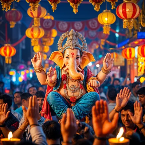 People welcome lord ganesh