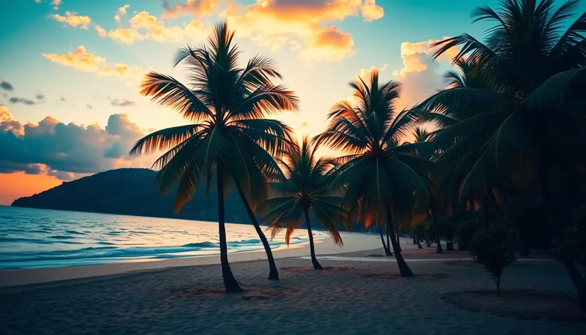 beach & palm trees