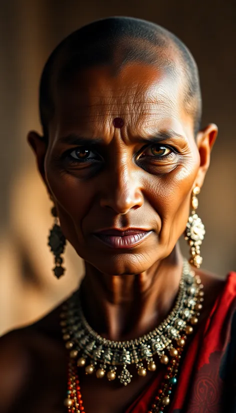 bald indian woman