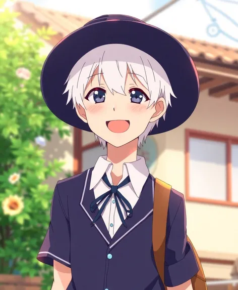 white hair anime boy