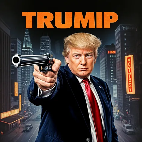 Donald Trump pointing revolver