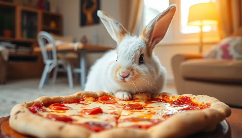 bunny eating pizza