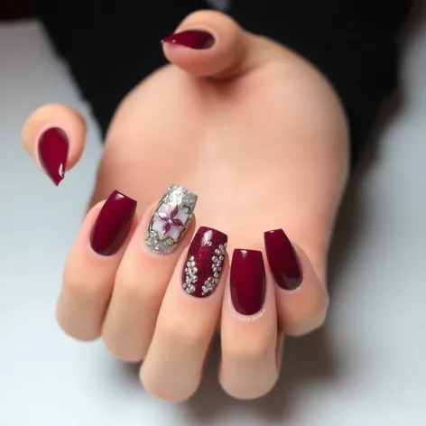 maroon nail designs