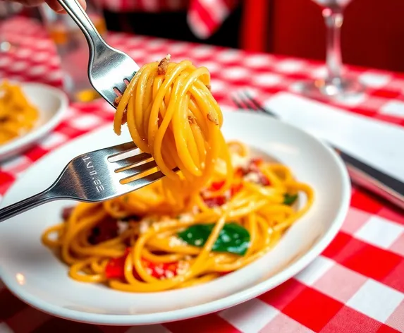 spaghetti held with fork