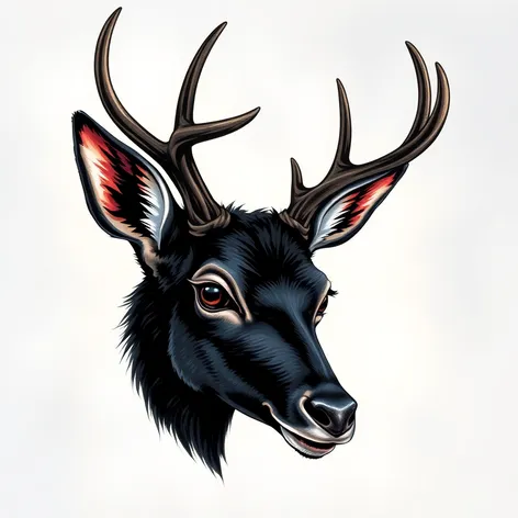 black deer drawing head