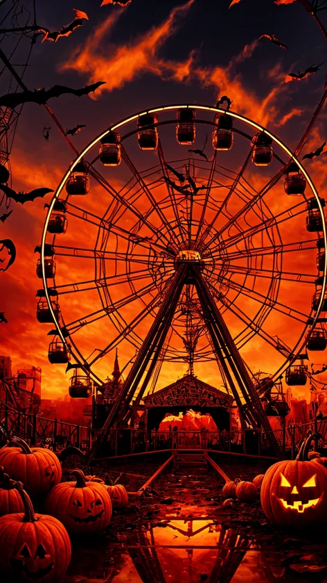 Halloween, orange, carnival, ferris