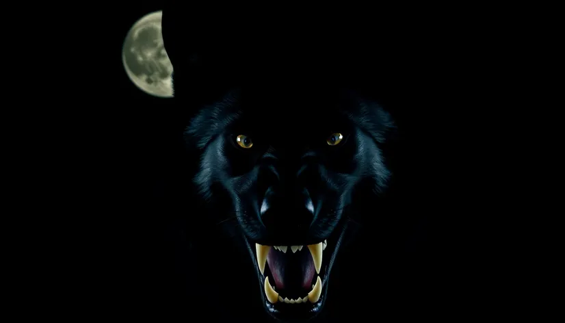 snarling black wolf