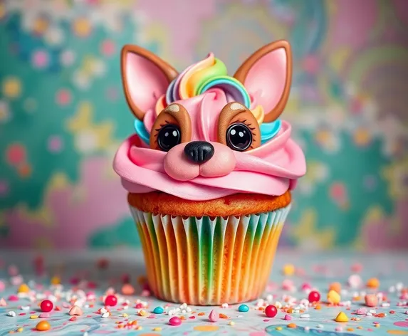 color in dog cupcake