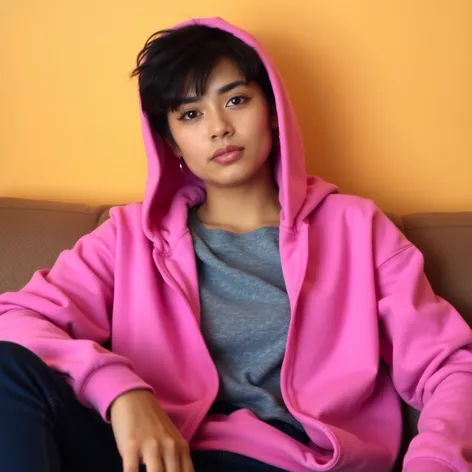 pink color hoodie