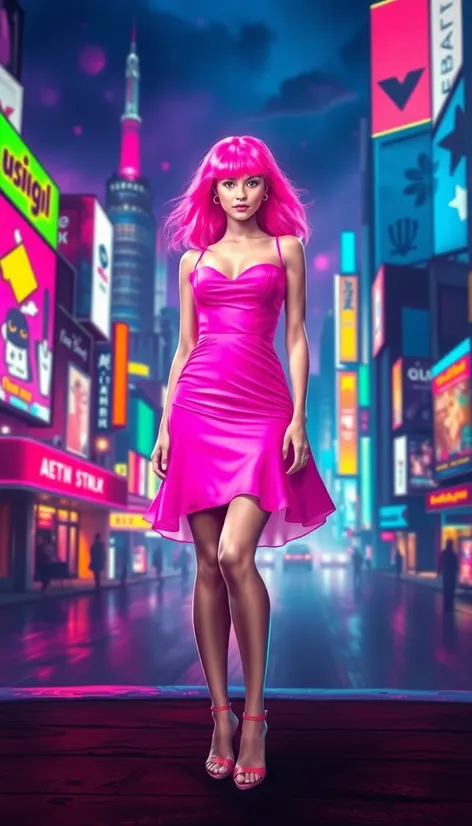 neon pink dress