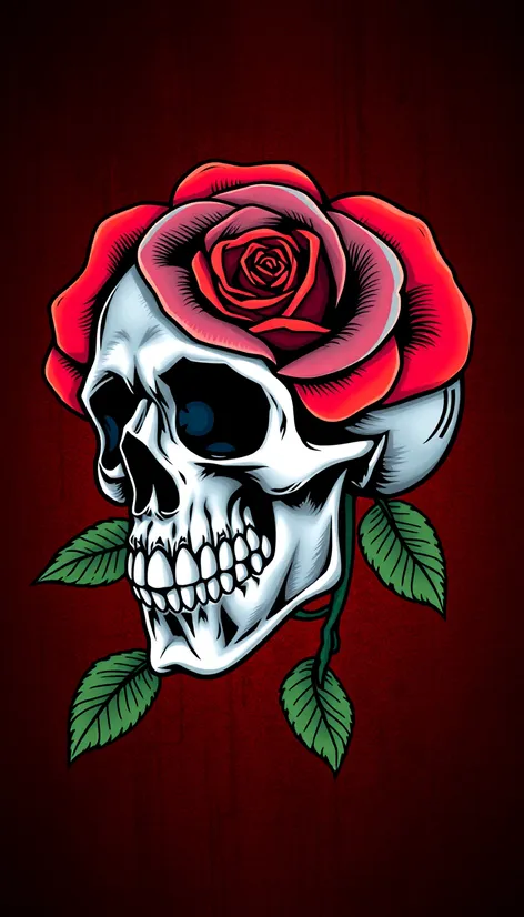 skull rose drawing