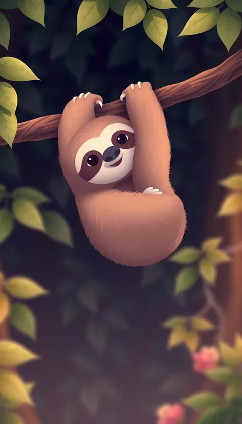 sloth clipart hanging from