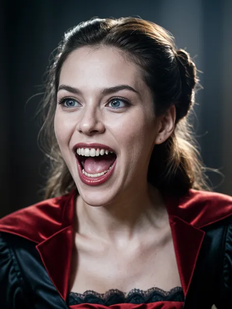 Beautiful fanged teeth vampire