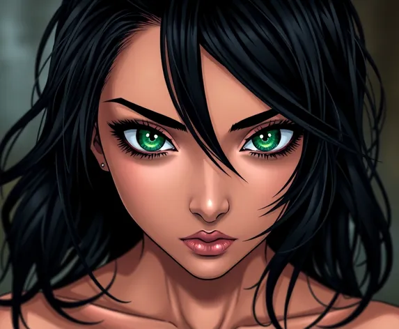 green eyes black hair