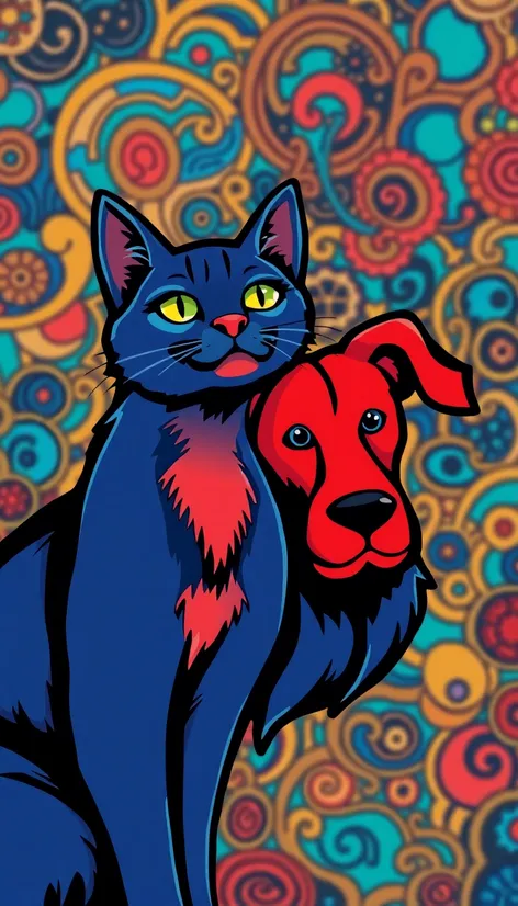 blue cat and red