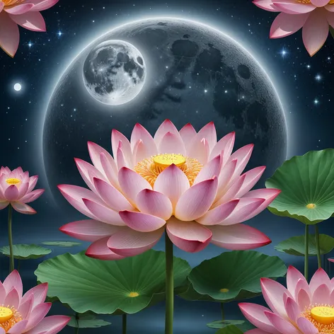 lotus flower with moon