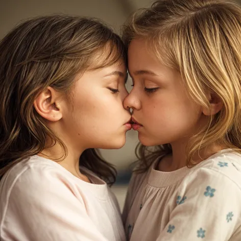 two young girls kissing