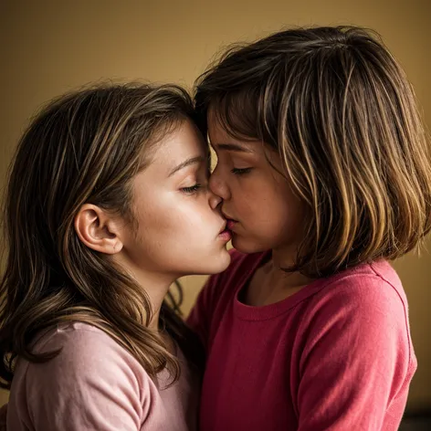 two young girls kissing