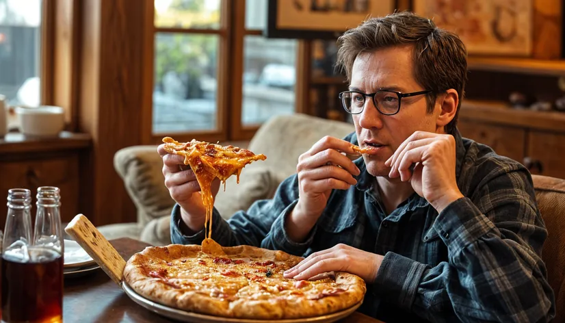 david mitchell eating pizza