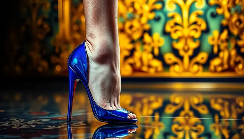 blue high heel shoes