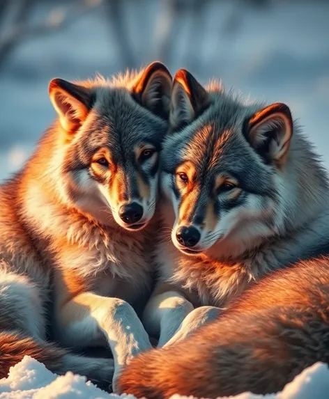 wolves cuddling