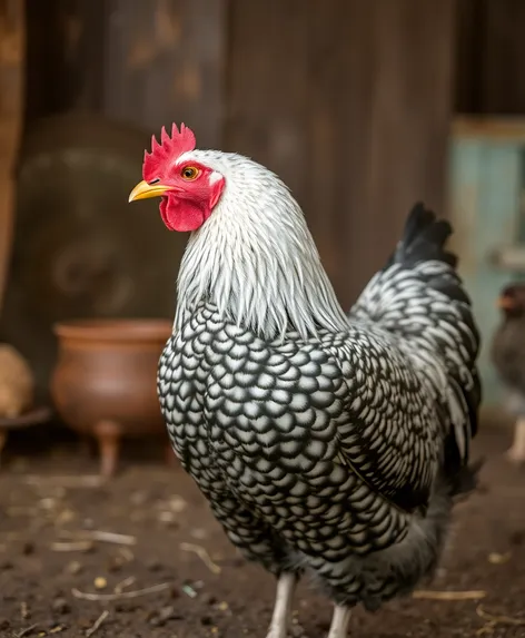 silver laced wyandotte hen