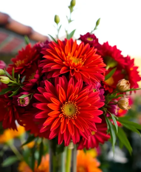 red and orange bouquet