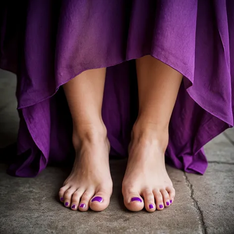 Girl feet purple nails