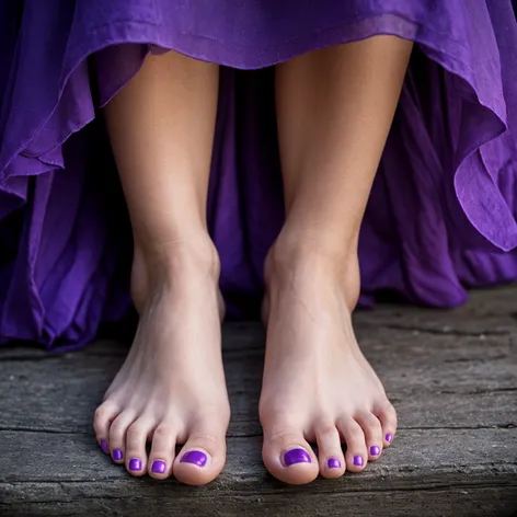 Girl feet purple nails