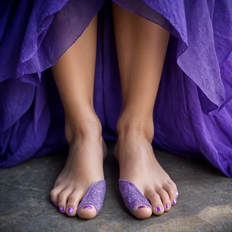 Girl feet purple nails