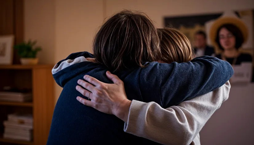 Two people hugging each