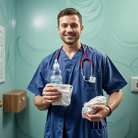 A male doctor holding