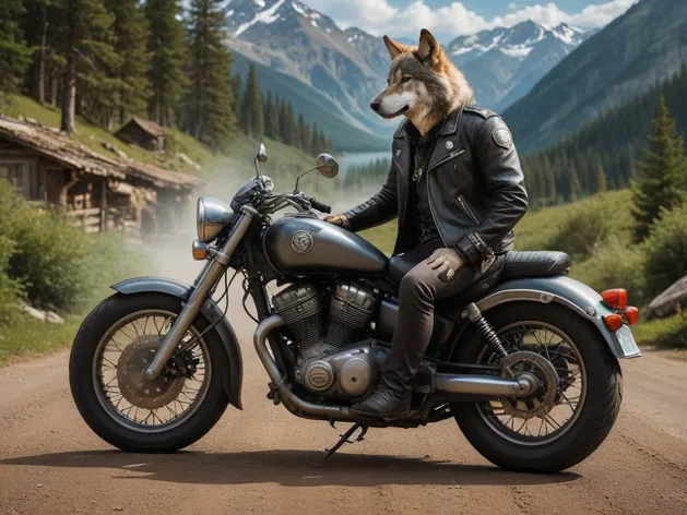 wolf on motorcycle