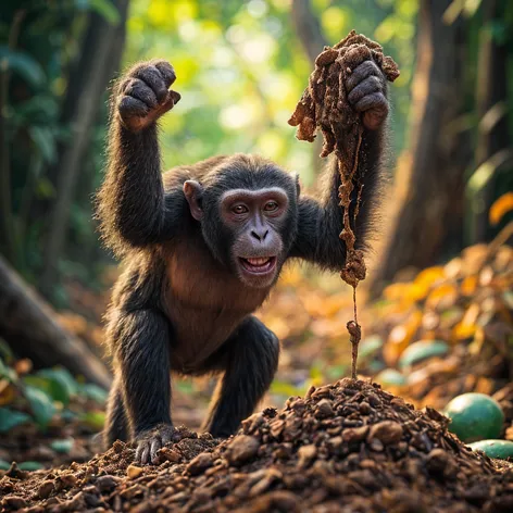 monkey throwing poop