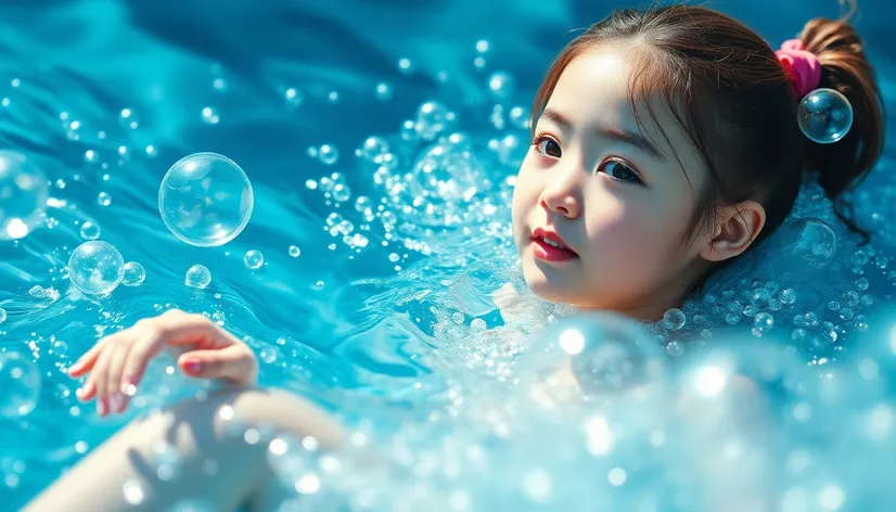 girl in bubble pool