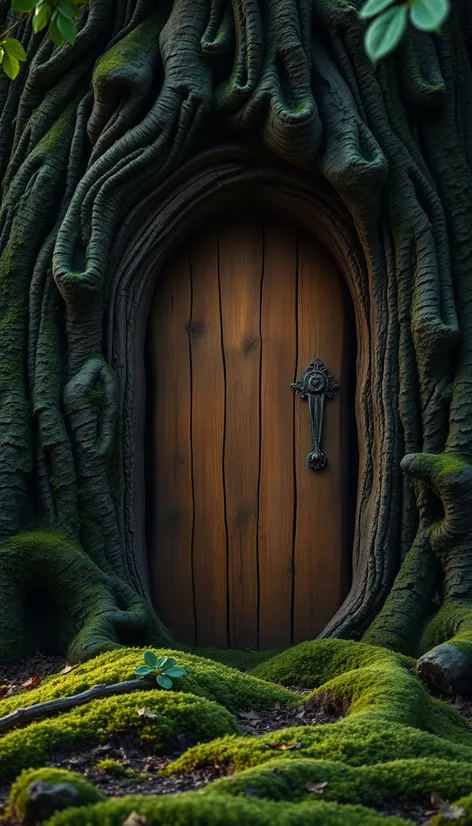 whimsical tree trunk door