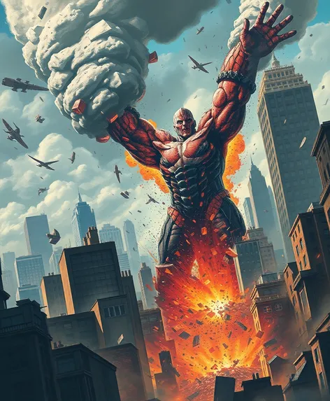 giant man destroys city