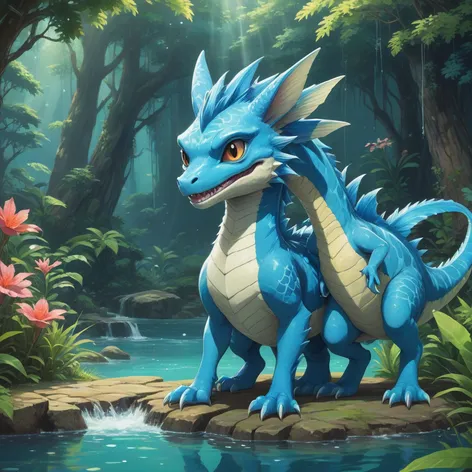 A vaporeon and velociraptor